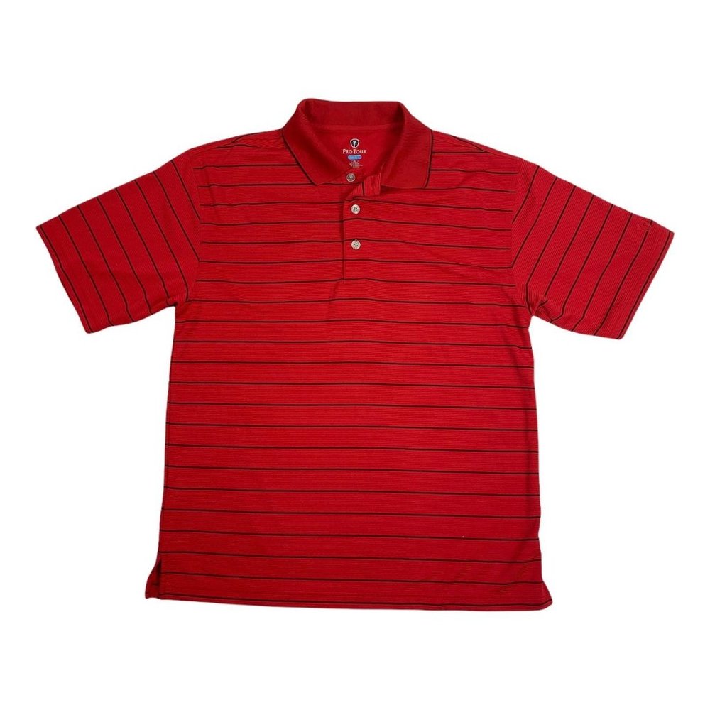 Pro Tour Medium Polo Shirt Cool Play Golf Red Stri